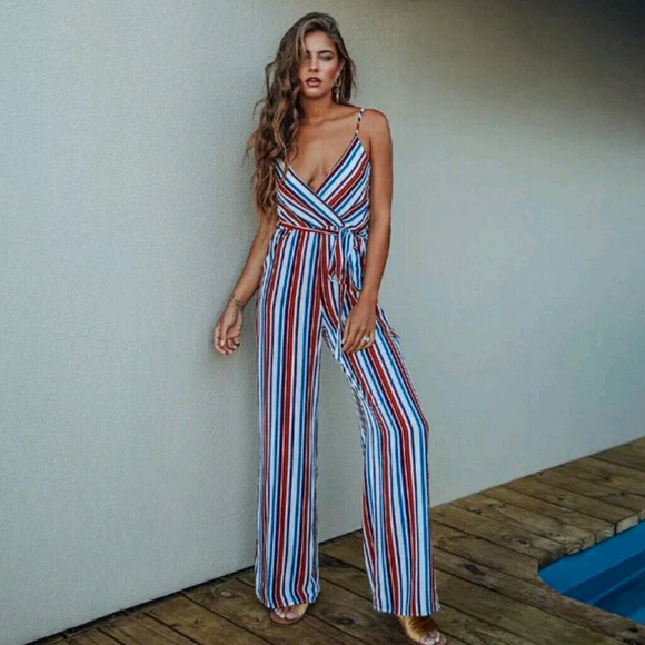 striped pant jumpsuit